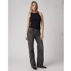Levis Low Loose Straight Leg Jeans Faded Black Y2K Denim W24 L30 Style A55660000